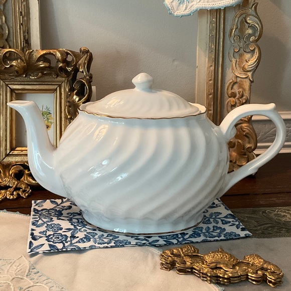 Arthur Wood & Sons Other - Arthur Wood & Son Elegant White Teapot with Gold Trim